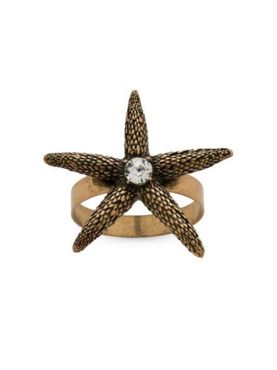 Dining & Entertaining * | Joanna Buchanan Bronze Starfish Skinny Napkin Rings 4-Piece Set