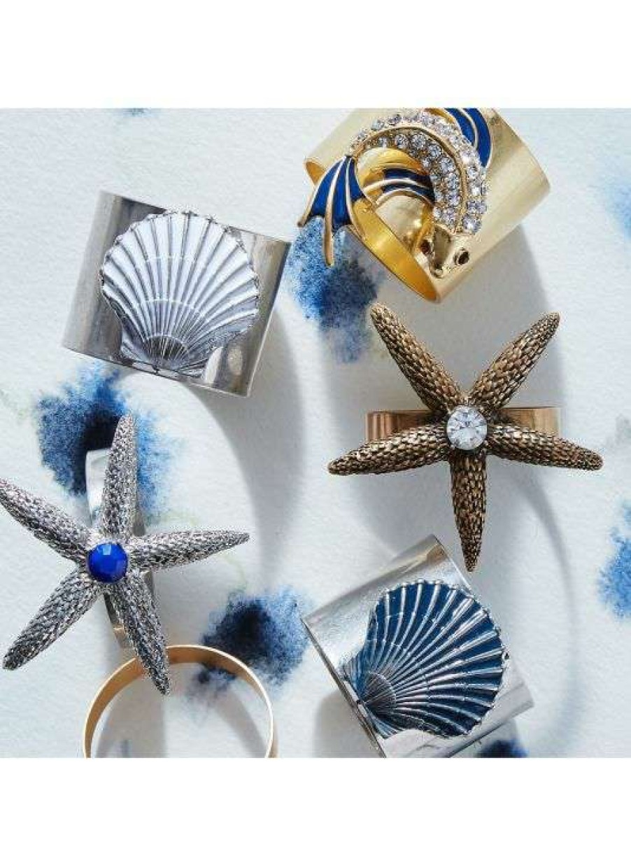 Dining & Entertaining * | Joanna Buchanan Bronze Starfish Skinny Napkin Rings 4-Piece Set