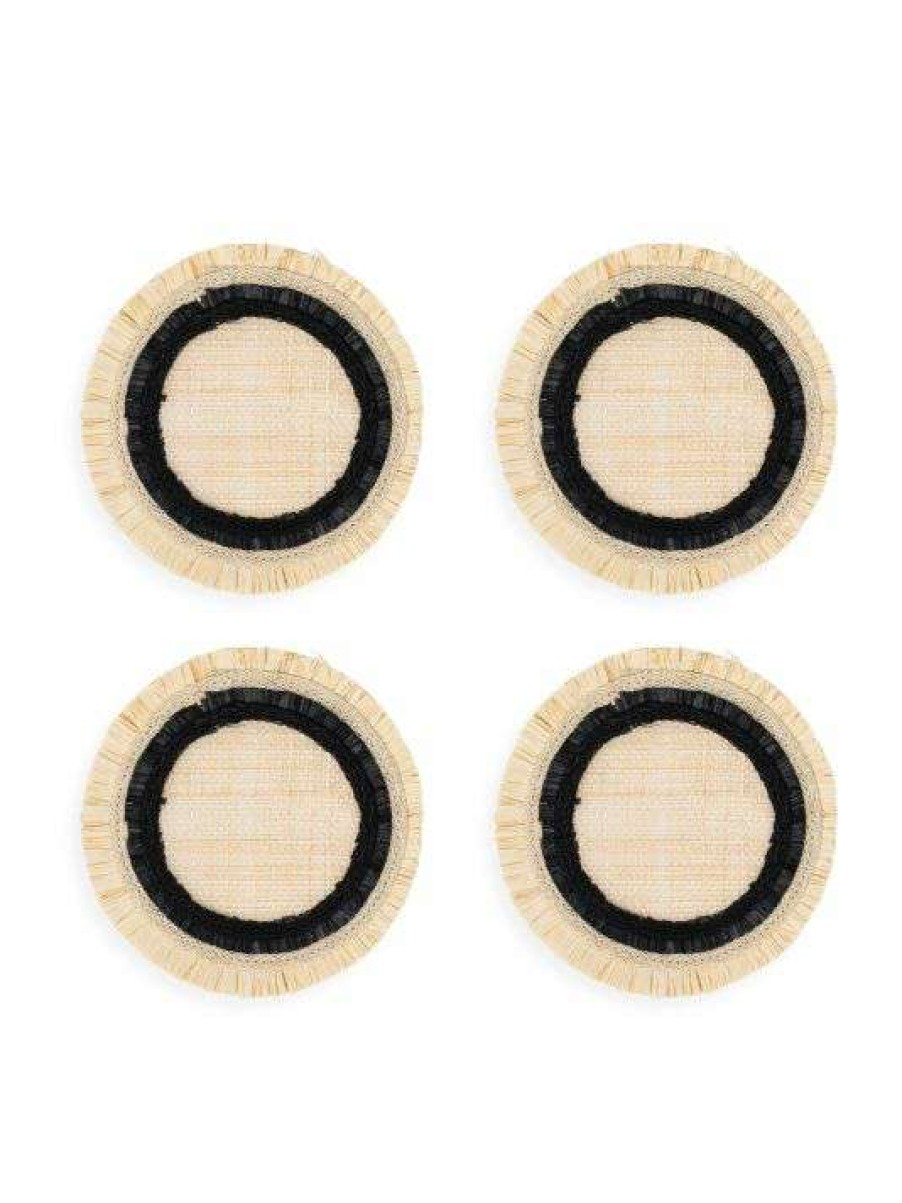 Dining & Entertaining * | Joanna Buchanan Straw Ruffle Edge Coasters 4-Piece Set