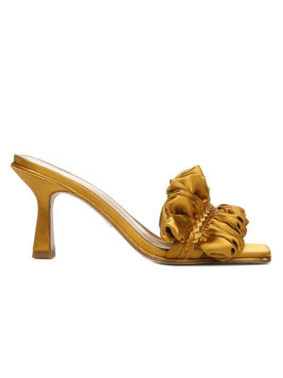 Shoes * | Sam Edelman Kady Satin Sandals Golden Yellow