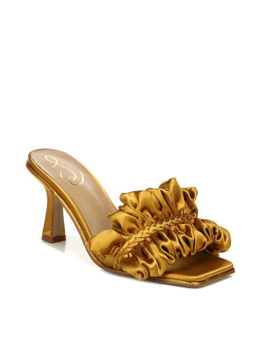 Shoes * | Sam Edelman Kady Satin Sandals Golden Yellow