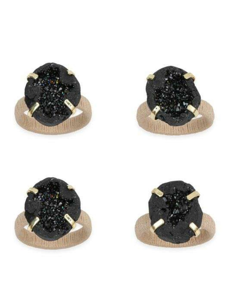 Dining & Entertaining * | Joanna Buchanan Druzy 4-Piece Napkin Ring Set