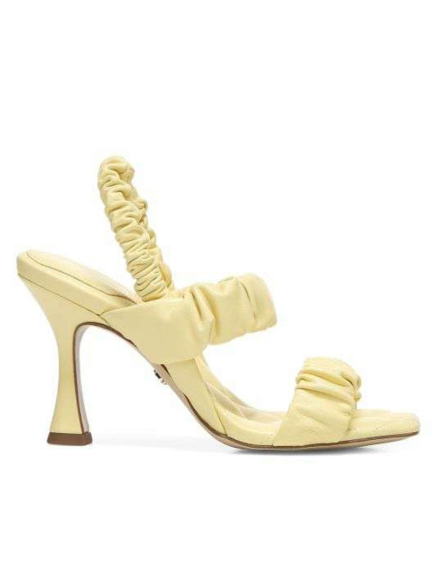 Shoes * | Sam Edelman Marlena Ruched Leather Slingback Sandals Ivory