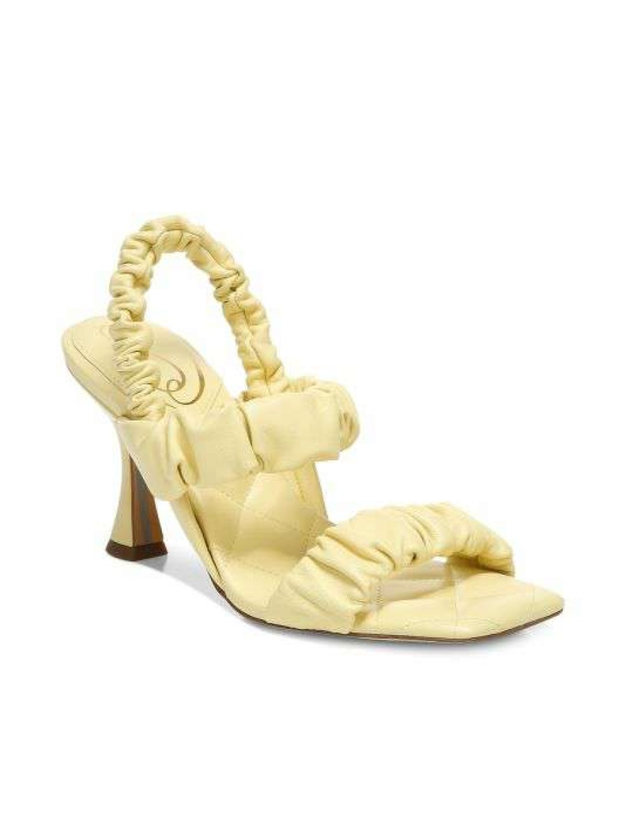 Shoes * | Sam Edelman Marlena Ruched Leather Slingback Sandals Ivory