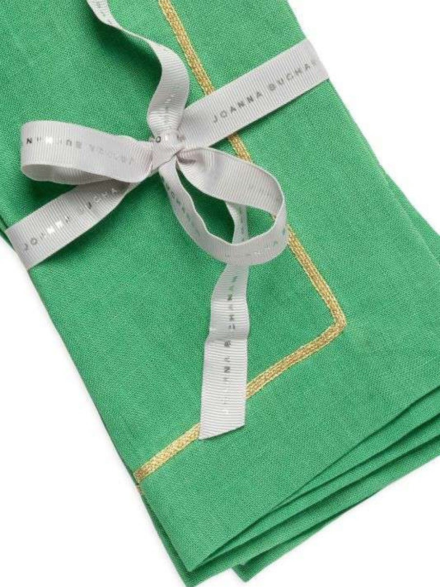 Dining & Entertaining * | Joanna Buchanan Gold Trim Linen Dinner Napkins