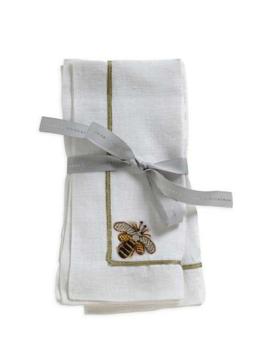 Dining & Entertaining * | Joanna Buchanan Stripey Bee Linen Dinner Napkins 2-Piece Set