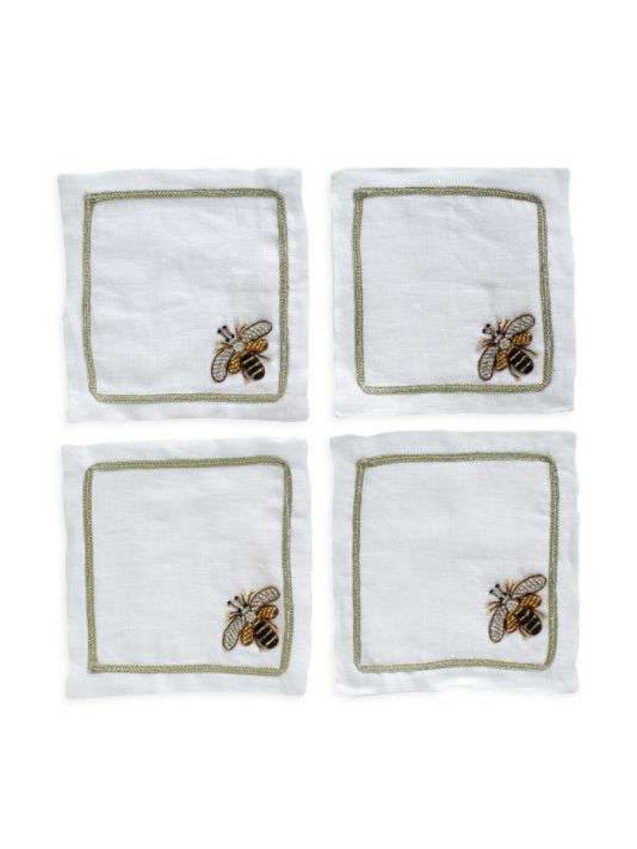 Dining & Entertaining * | Joanna Buchanan Stripey Bee Cocktail Napkins 4-Piece Set