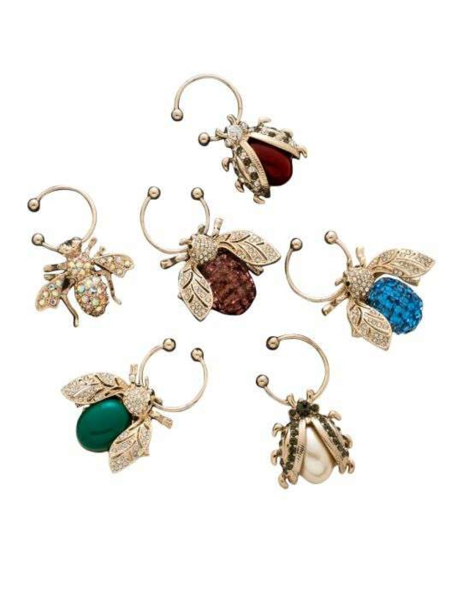 Dining & Entertaining * | Joanna Buchanan Bedazzled Jewel-Tone Bee Wine Charms 6-Piece Set