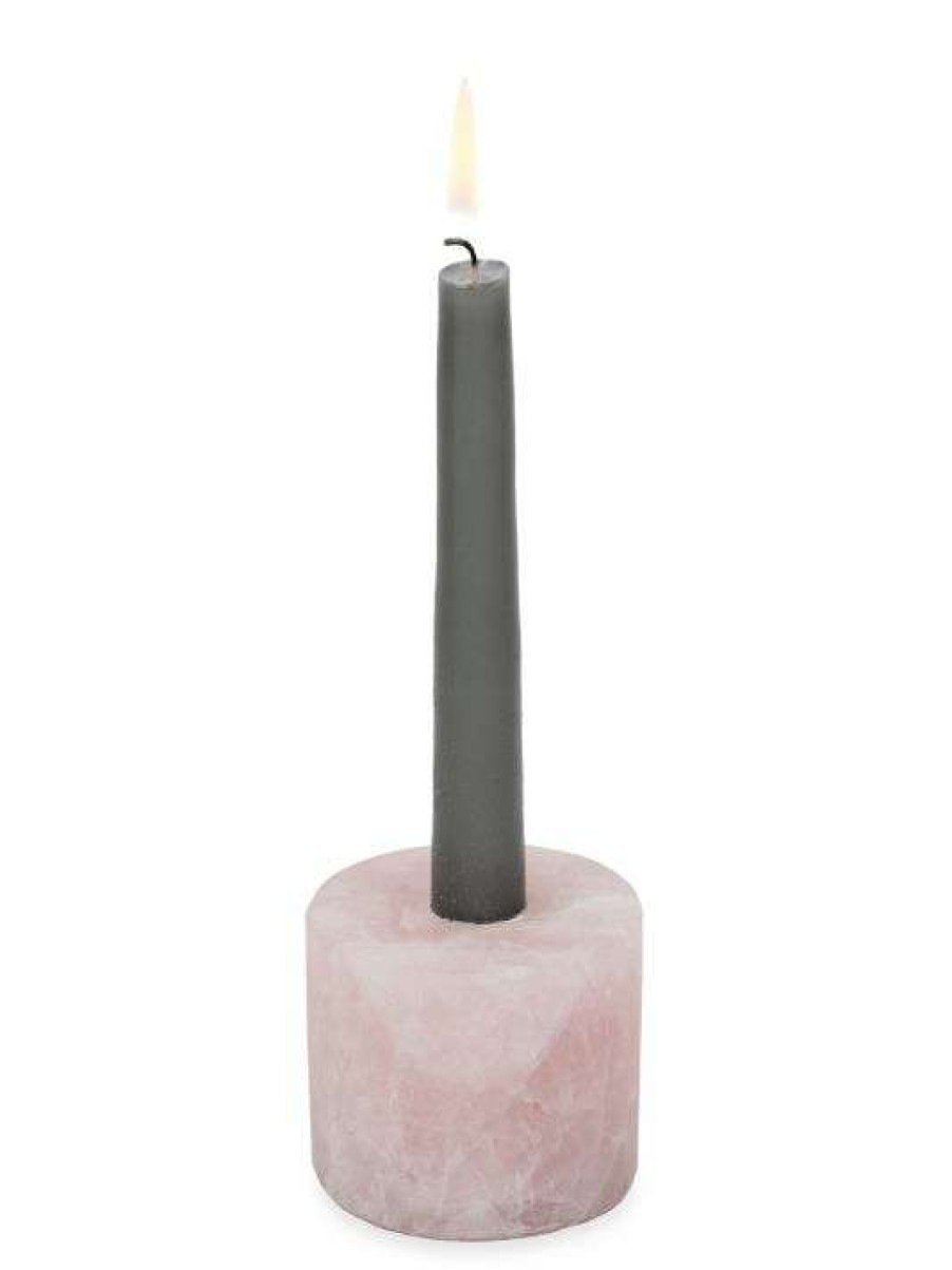 Home Decor * | Joanna Buchanan Pedestal Rose Quartz Candlestick