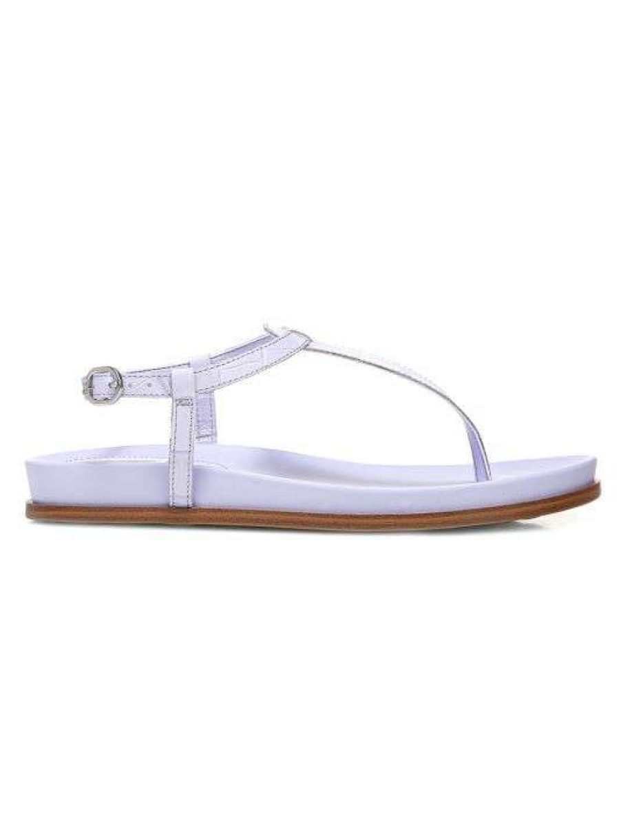 Shoes * | Sam Edelman Naomi Croc-Embossed Leather Thong Sandals