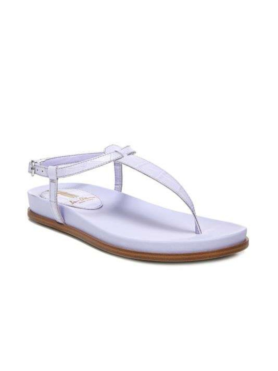 Shoes * | Sam Edelman Naomi Croc-Embossed Leather Thong Sandals