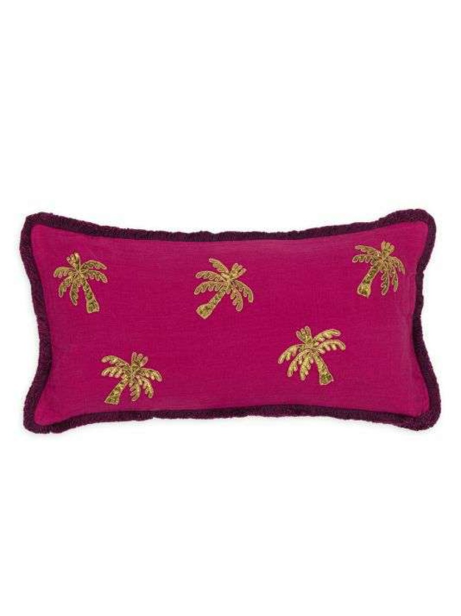 Bedding * | Joanna Buchanan Palm Tree Linen Lumbar Pillow